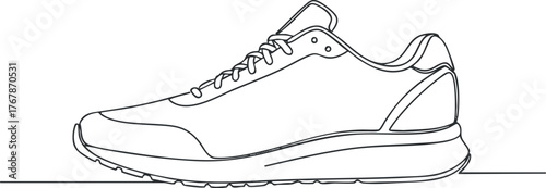 Stylish outline of a modern athletic sneaker designed for running and casual wear.