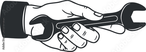 A hand holding a wrench symbolizing tools and repair work in mechanical services.