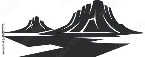 Abstract silhouette of mountains and hills in a serene landscape setting with a peaceful atmosphere.