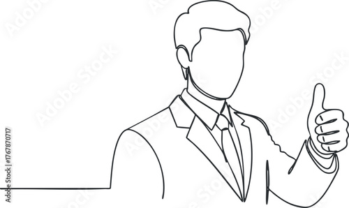 A professional man giving a thumbs up gesture symbolizing success and approval in business.