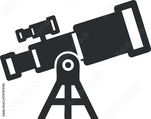 Black silhouette of a telescope illustrating astronomy and stargazing equipment for enthusiasts.