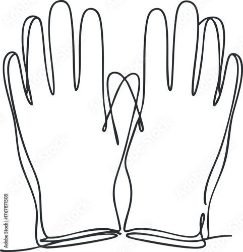 A simple line drawing of a pair of gloves suitable for various uses like cleaning or gardening.
