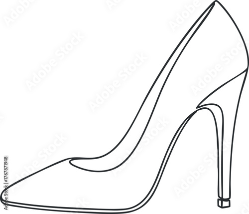 A minimalist outline illustration of a stylish high heel shoe emphasizing elegance and fashion.
