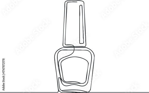 A minimalist line art illustration of a nail polish bottle, perfect for beauty and fashion themes.