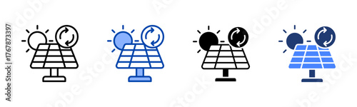 Renewable Energy icon set multiple style collection