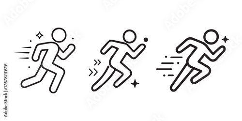 Running Man Speed Icon or fast run icon or Fitness Silhouette Line art - editable stroke