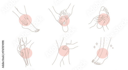 Collection of human body parts experiencing pain and discomfort.