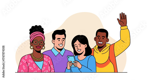 Diverse Group of Friends Socializing and Connecting.