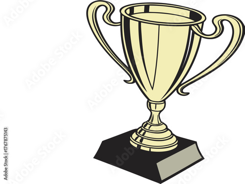 gold trophy cup with black base classic championship award winning achievement prize illustration realistic style