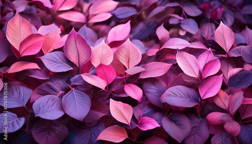Obraz premium beautiful pink and purple leaves create a stunning backdrop for nature photography and botanical art