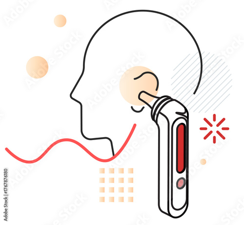 Digital In Ear Thermometer - Stock Illustration