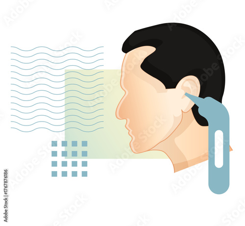 Digital In Ear Thermometer - Stock Illustration