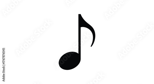 A single musical eighth note symbol stands out against a clean white background, representing melody and sound.