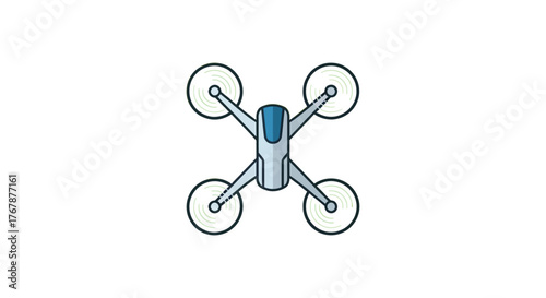 Modern drone with four propellers in a clean, minimalist design