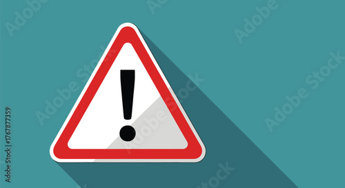 Bright red and white triangular warning sign with black exclamation mark, conveying caution and alert.