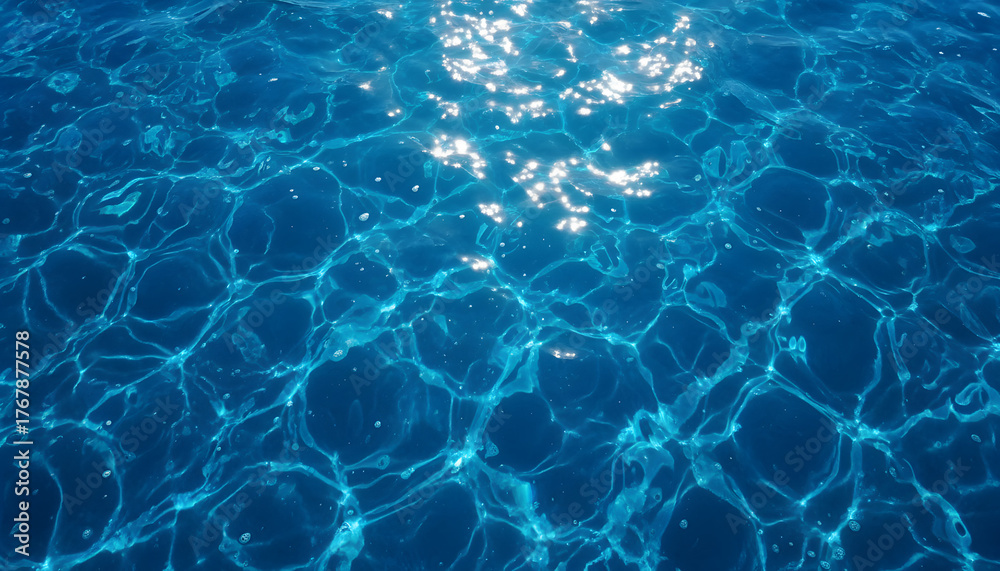 Obraz premium Sparkling Turquoise Water Surface Abstract Background with Reflecting Sunlight, Summer Vacation, Travel Concept