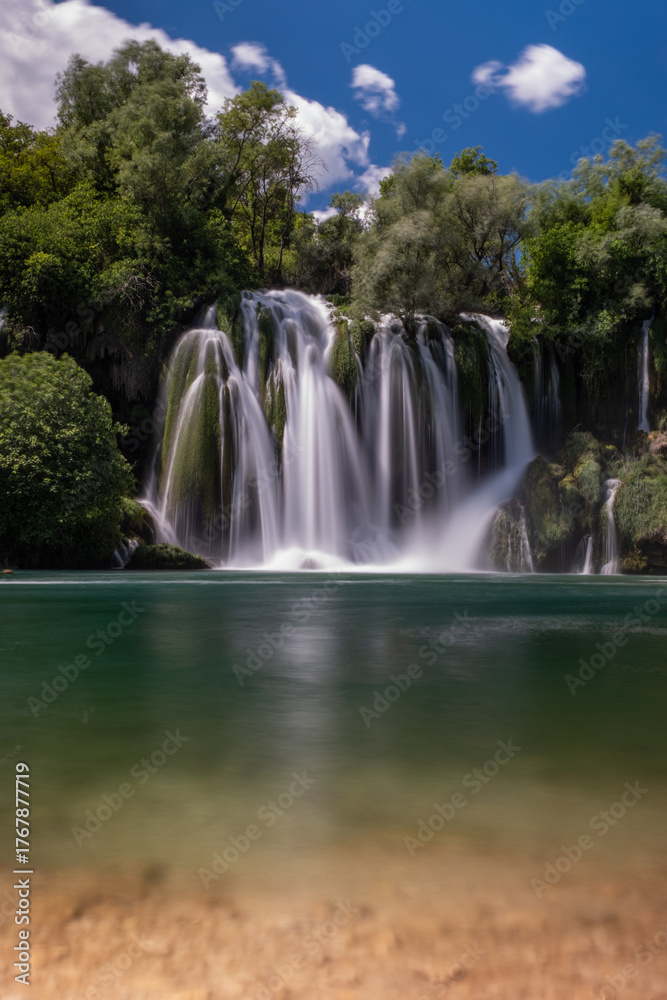 Obraz premium Kravica Waterfalls aerial view in Bosnia and Herzegovina