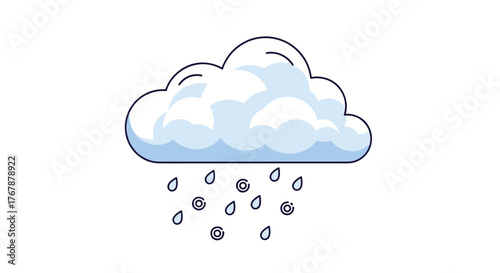 Illustration of a cloud with rain and hail, a weather forecast graphic.