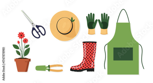 A collection of gardening tools and accessories, perfect for the avid gardener's outdoor activities.