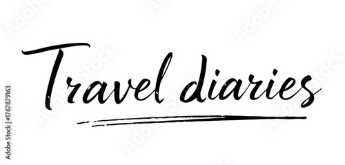 Handwritten inscription “Travel diaries” in black ink