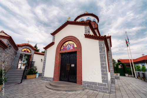 Modern Bulgarian Orthodox Chapel with Iconography and Flag