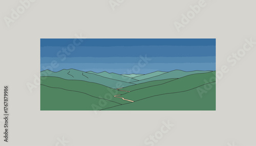 A panoramic view from a mountain peak showcasing a vast landscape of valleys and distant peaks under a clear blue sky.