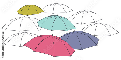 Lots of umbrellas from rain.