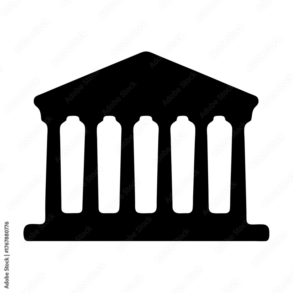Fototapeta premium Iconic Representation of a Classical Building with Columns in a Simplified Style