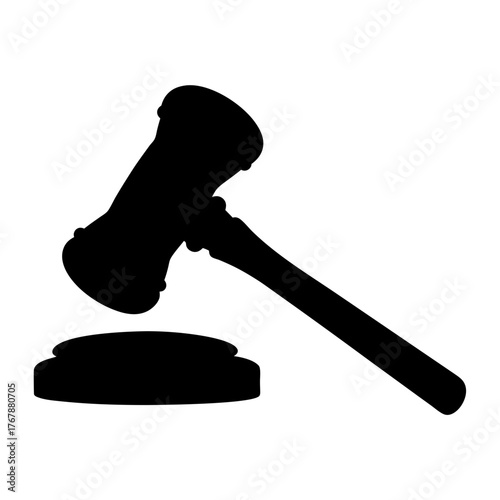 Silhouette illustration of a gavel used in legal proceedings and auctions