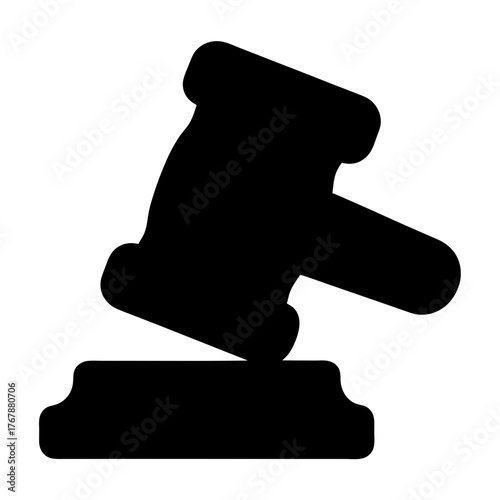 Silhouette of a gavel striking a sound block, indicating law and order