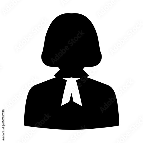 Silhouette of a judge or lawyer wearing a judicial collar with tabs