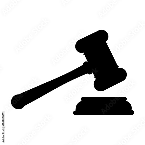 Black Silhouette of a Gavel and Sounding Block, Symbols of Law