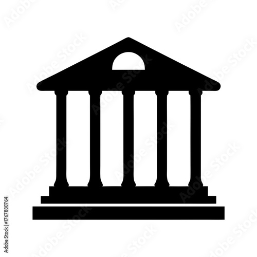 Silhouette of a Classical Building Facade with Columns and Pediment
