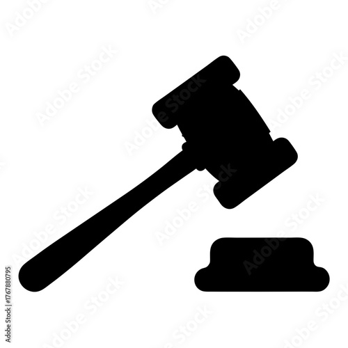 Gavel in silhouette representing law justice and the judiciary system concept