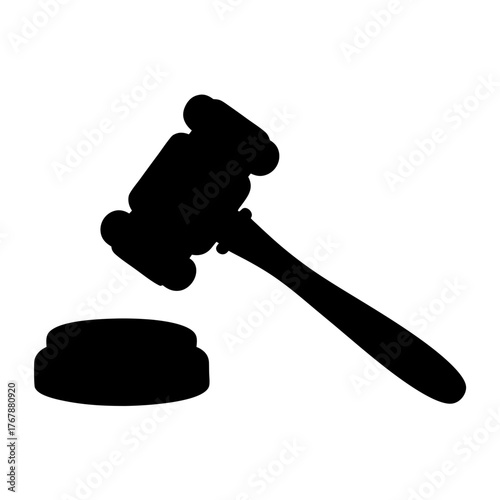 Silhouette of a Gavel with Sound Block Representing Law and Order