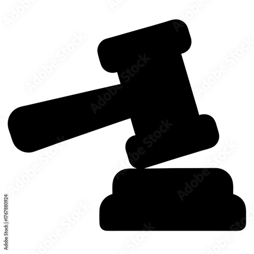 Black gavel silhouette for legal and auction concepts with rounded edges