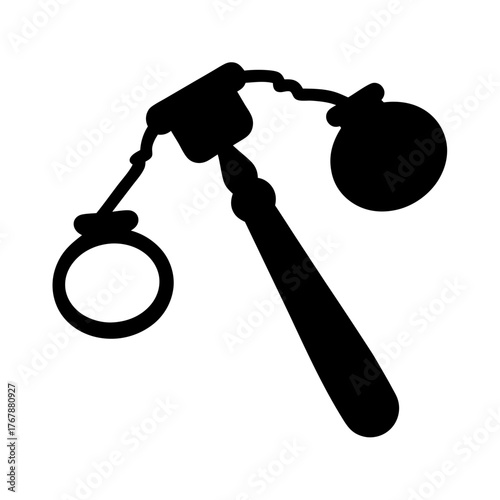 A silhouette of a antique weapon, perhaps a mace or flail artifact