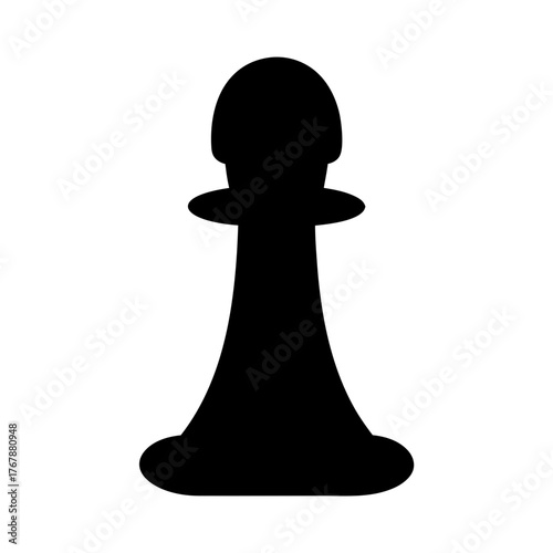 Simple black silhouette of a chess pawn piece on a white background