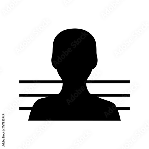 Mugshot silhouette of a person, black and white depiction of crime