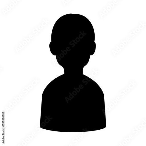 Silhouette of a Person with Head, Neck, and Shoulders in Black on White