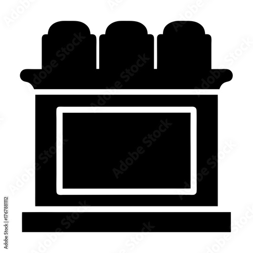 Elegant silhouette of a vintage three panel television console and stand