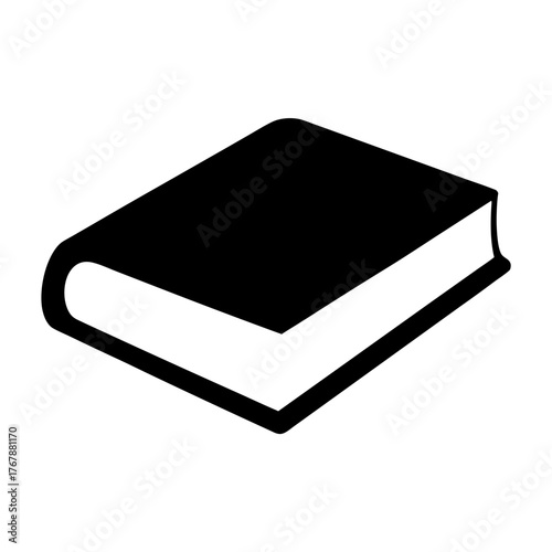 Isometric vector image showing a closed book in black and white style