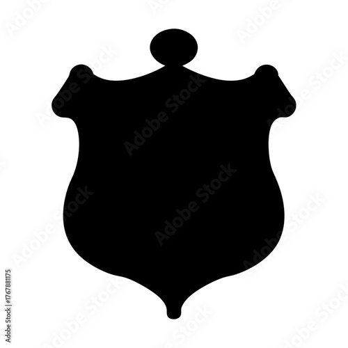 Classic Heraldic Shield with Rounded Ornament in a Bold Black Silhouette