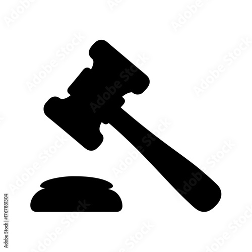 Silhouette of a gavel and striking block representing law and legal process