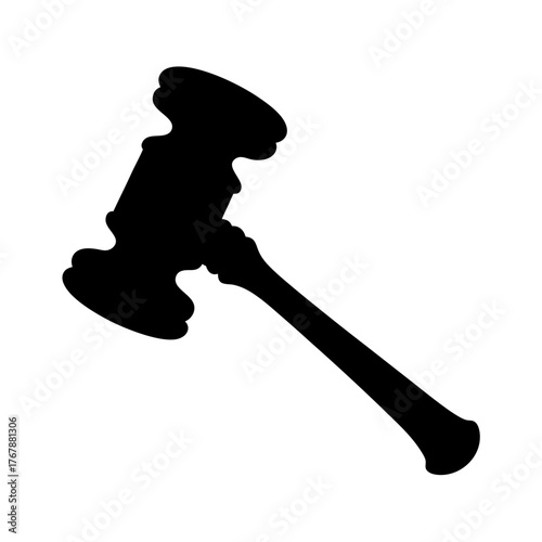 Silhouette of a gavel used in courts and auctions for judicial processes