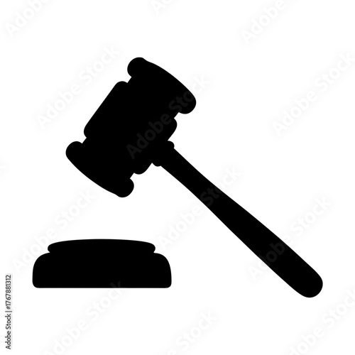 Silhouette of a Gavel and Sound Block Representing Justice and Law