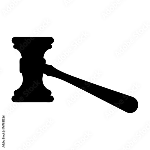 Silhouette of a gavel, symbol of law, justice, and legal authority