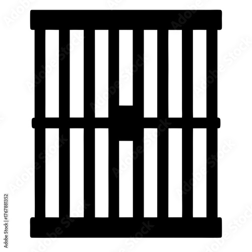 Monochrome depiction of prison bars suggesting confinement and restriction of freedom