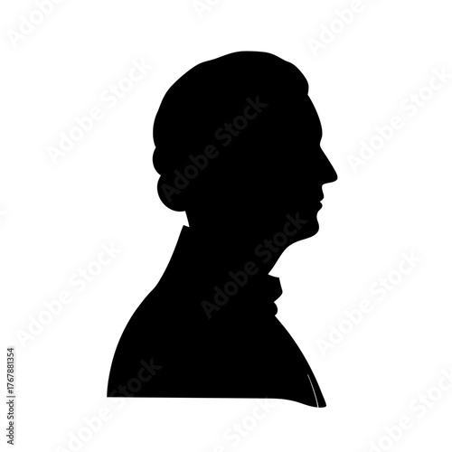 Historical Silhouette Portrait Depicting an Elegant Individual in Profile View