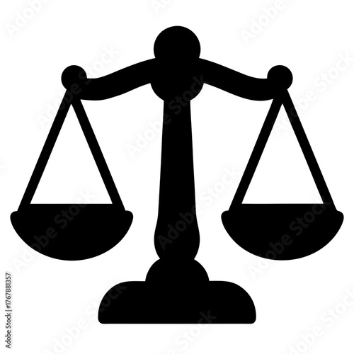 Classic black and white representation of the scales of justice and equality